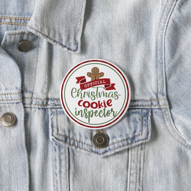 Christmas Cookie Inspector Button - Funny Holiday (In Situ)