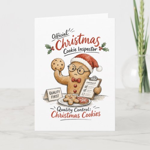 Christmas Cookie Inspector Watercolor Card