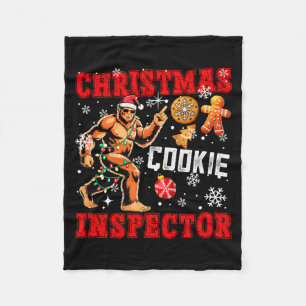 Christmas Cookie Inspector Xmas Santa Bigfoot Funn Fleece Blanket
