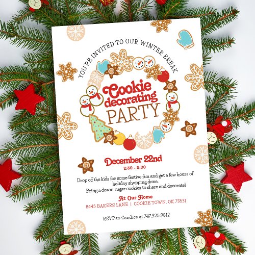 Christmas Cookie Kids Drop Off Party Invitation