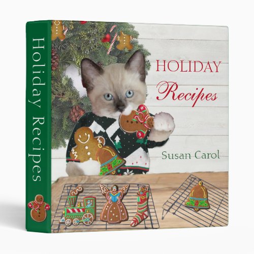 Christmas Cookie Kitten Personalized Recipe Binder
