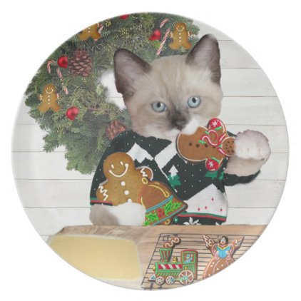 Christmas Cookie Kitten Plate