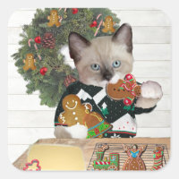 Christmas Cookie Kitten Square Sticker