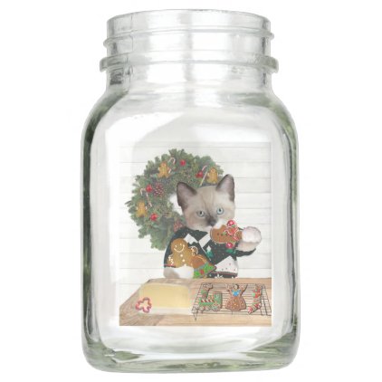 Christmas Cookie Kittens Mason Jar