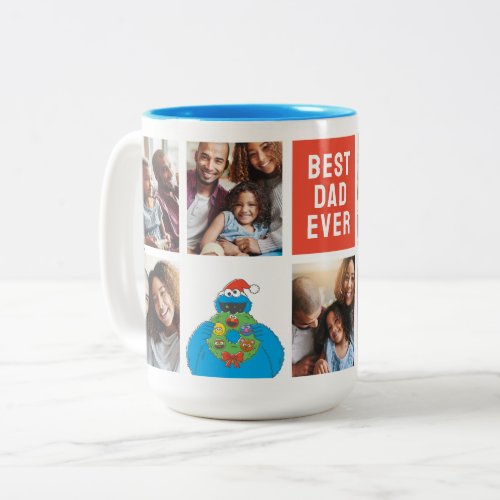 Christmas Cookie Monster  Dad _ Photo Collage Two_Tone Coffee Mug