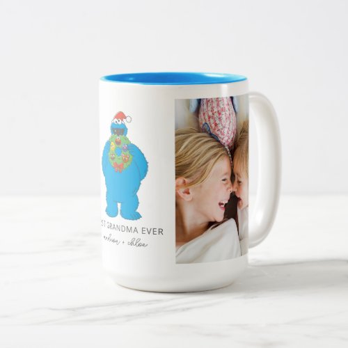 Christmas Cookie Monster  Grandma _ Photo Two_Tone Coffee Mug