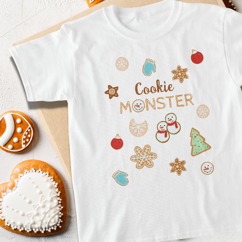 Christmas Cookie Monster Kids T_Shirt