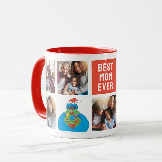 Christmas Cookie Monster | Mom - Photo Collage Mug (Front Left)