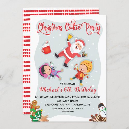 Christmas Cookie Party with Santa in the snow Invitation
