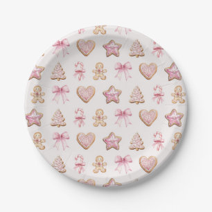 Christmas Cookie Pattern Baby Shower Paper Plates