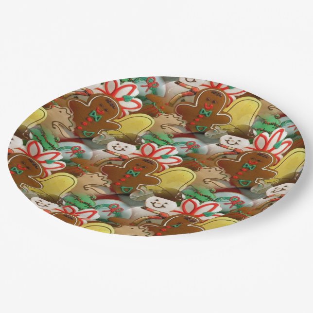 Christmas Cookie Pattern Paper Plates (Angled)