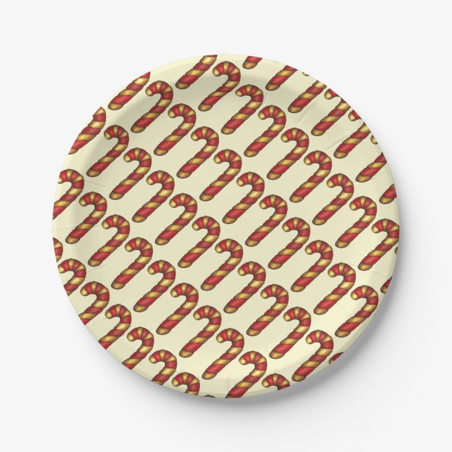 Christmas Cookie Peppermint Candy Cane Holiday Paper Plates (Front)