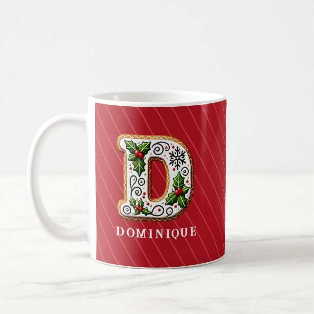 Christmas Cookie Personalized Family Monogram D Coffee Mug (Left)