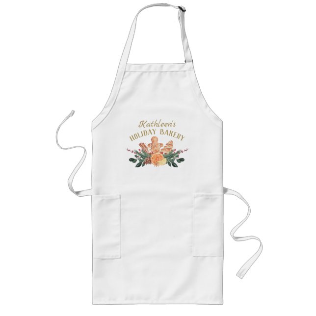 Christmas Cookie Personalized Holiday Bakery Long Apron (Front)