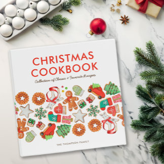Christmas Cookie Recipe Binder Custom White & Red