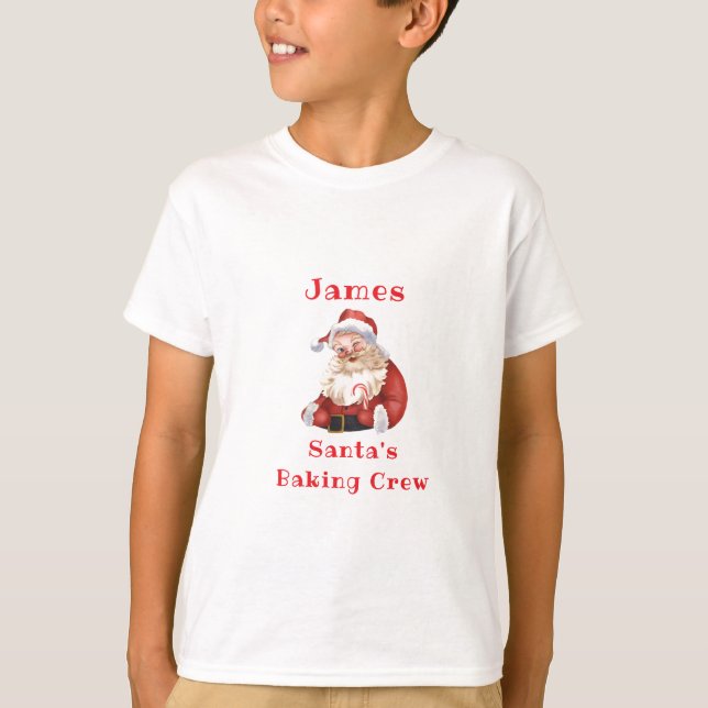 Christmas Cookie Santa's Baking Crew Kids T-Shirt (Front)