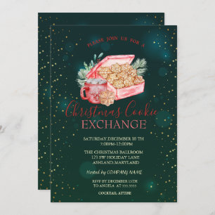 Christmas Cookie Stars Green Christmas Invitation