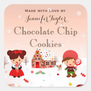 Christmas cookie sticker holiday party favor tag
