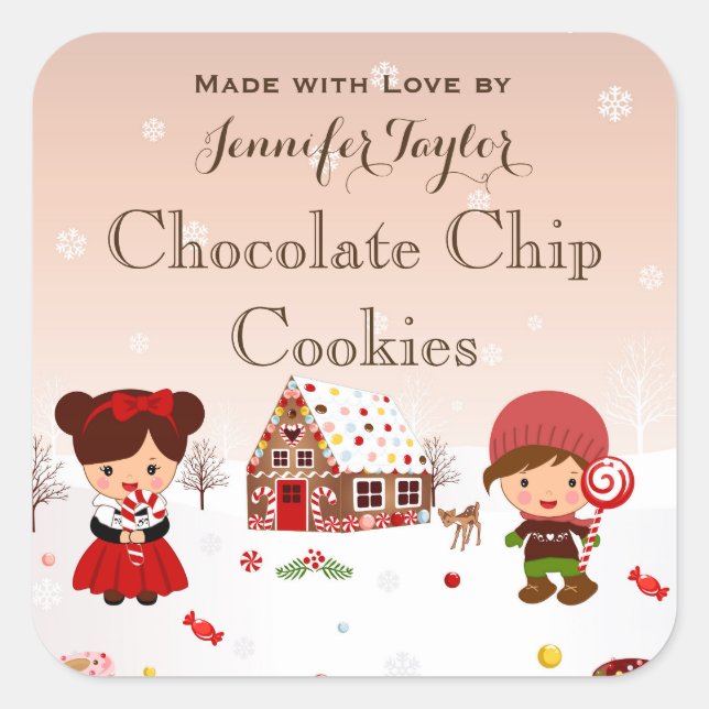 Christmas cookie sticker holiday party favor tag (Front)