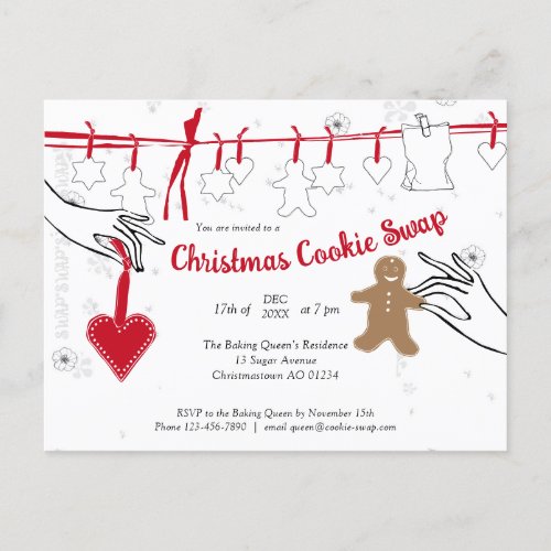 Christmas Cookie Swap Party Invitation Postcard