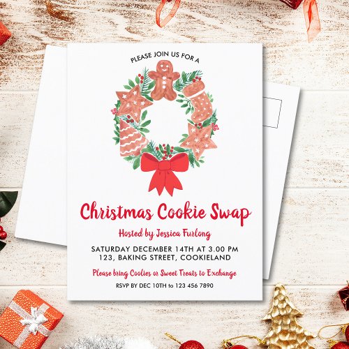 Christmas Cookie Swap Party Invitation Postcard