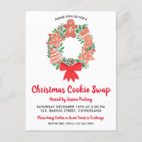 Christmas Cookie Swap Party Invitation Postcard