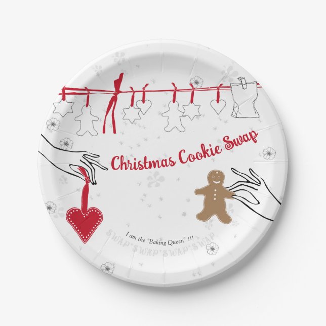 Christmas Cookie Swap Party Paper Plates (Front)