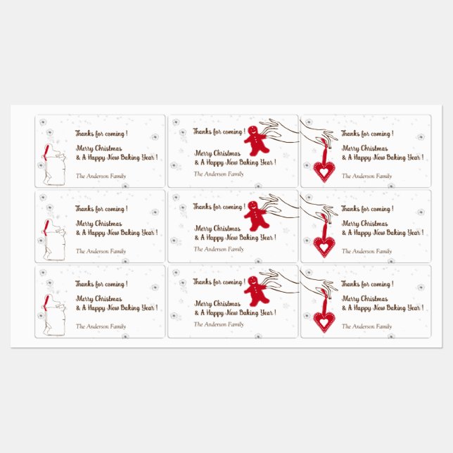 Christmas Cookie Swap Party Thank You Labels (Sheet)