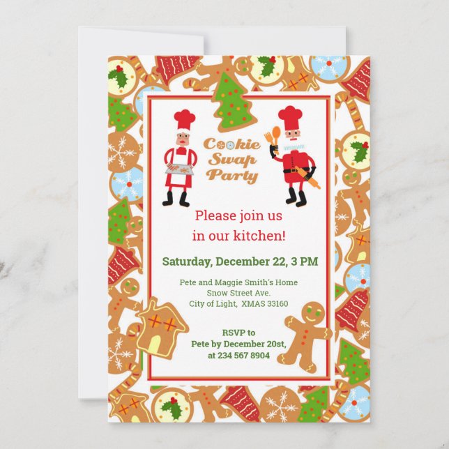 Christmas Cookie Swap Party with rules  Invitation (Front)