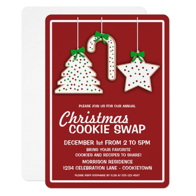 Christmas Cookie Swap (red) Party Invitation