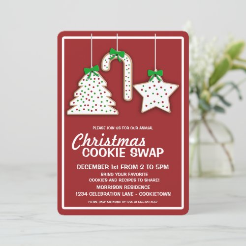 Christmas Cookie Swap red Party Invitation