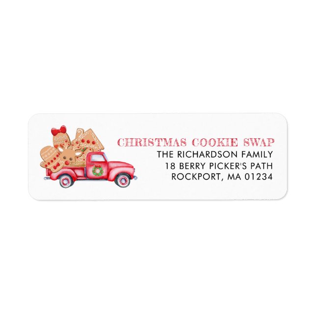 Christmas Cookie Swap Red Truck Label (Front)