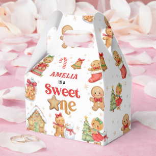 Christmas Cookie Sweet One 1st Birthday Party Favor Boxes