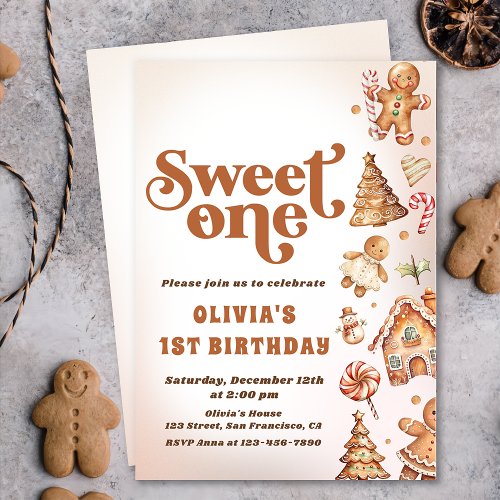 Christmas Cookie Sweet One 1st Birthday Party Invitation