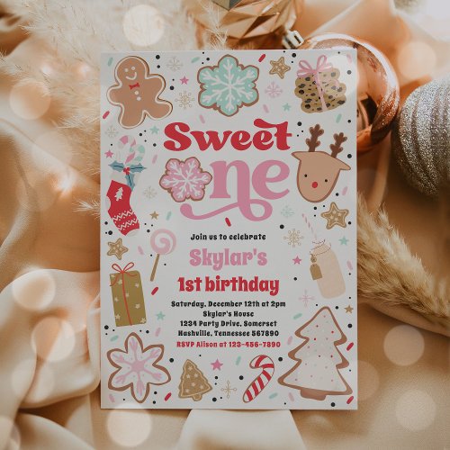 Christmas Cookie Sweet One 1st Birthday Party Invitation