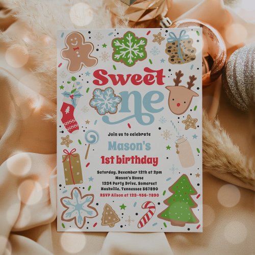 Christmas Cookie Sweet One 1st Birthday Party Invitation