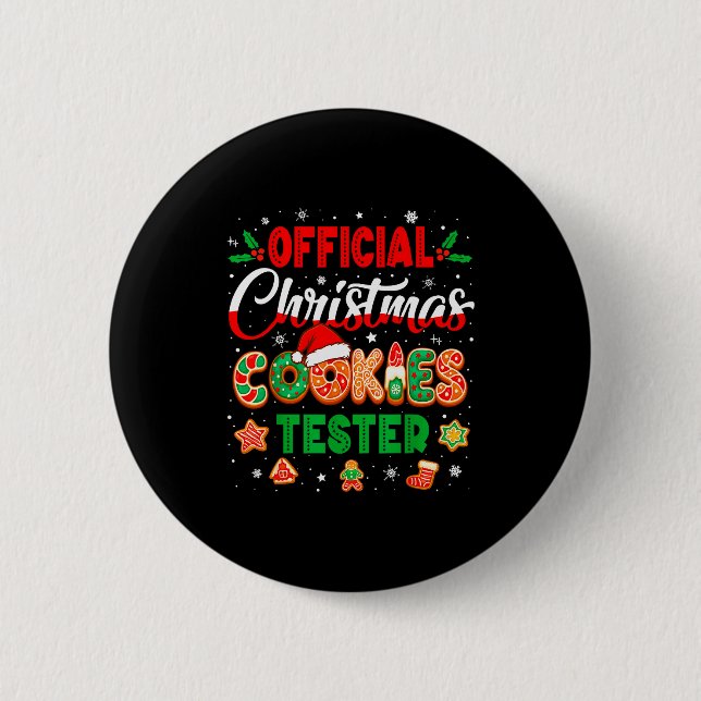 Christmas Cookie Tester Taster Baking Crew Toddler Button (Front)