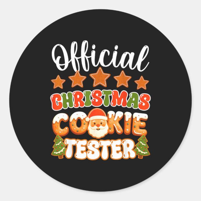 Christmas Cookie Tester Taster Funny Family Baking Classic Round Sticker (Front)