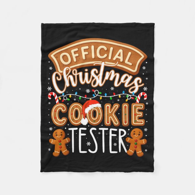 Christmas Cookie Tester Taster Funny Family Baking Fleece Blanket (Front)