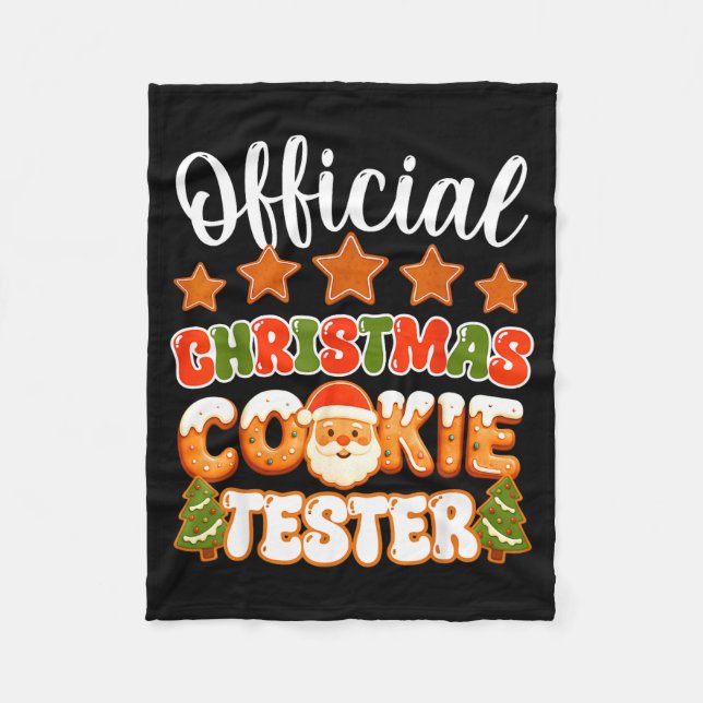 Christmas Cookie Tester Taster Funny Family Baking Fleece Blanket (Front)