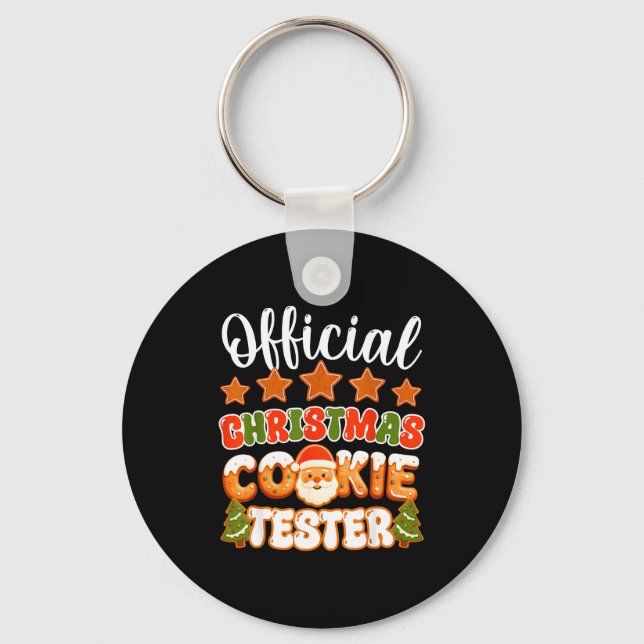Christmas Cookie Tester Taster Funny Family Baking Keychain (Front)