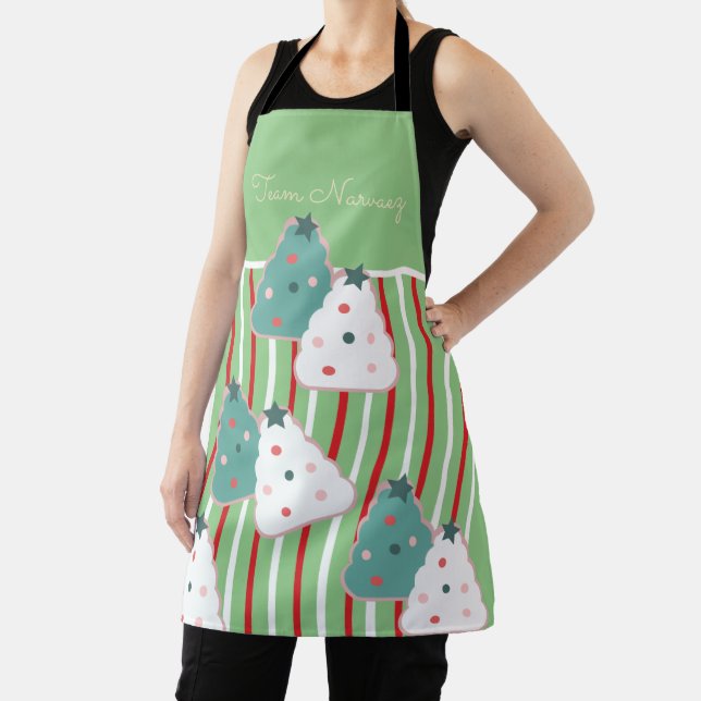 Christmas Cookie Tree Baking Team Name Peppermint  Apron (Insitu)