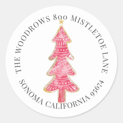 Christmas Cookie Tree Return Address Classic Round Sticker