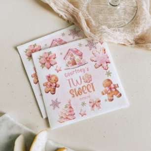 Christmas Cookie Two Sweet 2nd Birthday girl pink Napkins