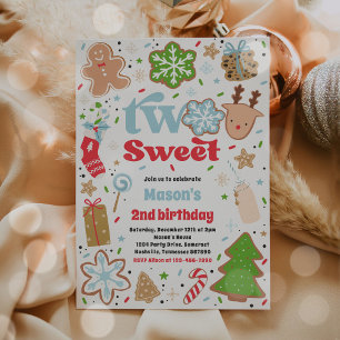 Christmas Cookie Two Sweet 2nd Birthday Party Invitation