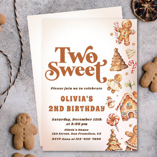 Christmas Cookie Two Sweet 2nd Birthday Party Invitation