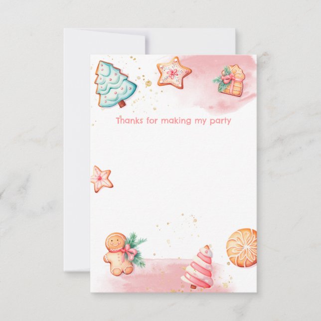 Christmas Cookie Two Sweet 2nd Birthday Thank You Card (Front)