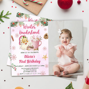 Christmas Cookie Winter Onederland Birthday Photo Invitation