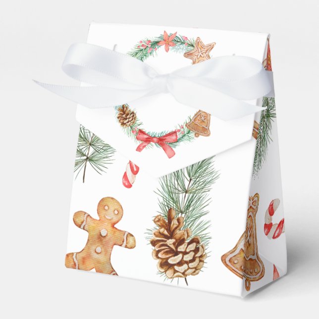 Christmas Cookie Wreath Baby Shower Favor Boxes (Front Side)