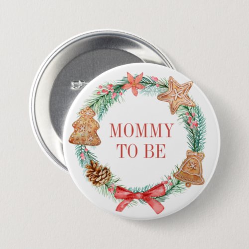 Christmas Cookie Wreath Baby Shower Mommy to be Button